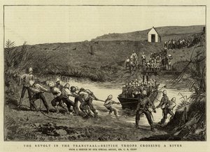 The Revolt in the Transvaal, British Troops Crossing a River by Charles Edwin Fripp